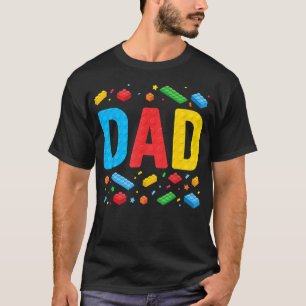 Camiseta Pai Mestre Construtor Blocos de Construção Família