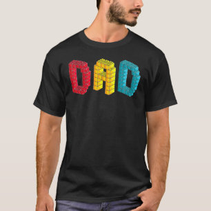 Camiseta Pai Mestre Construtor Construindo Tijolos Blocos F