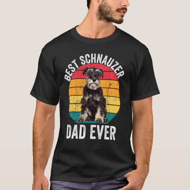 Camiseta Pai Mini Miniatura Schnauzer Pai Vintage Schnauzer (Frente)