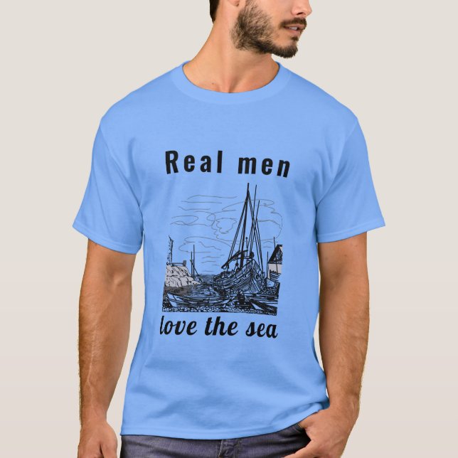 Camiseta Pai moderno Padre Love Sea Blue Black T Shirt (Frente)