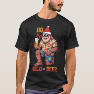 Camiseta Pai Natal Pé Grande Óculos de Sol Cerveja Havaiana
