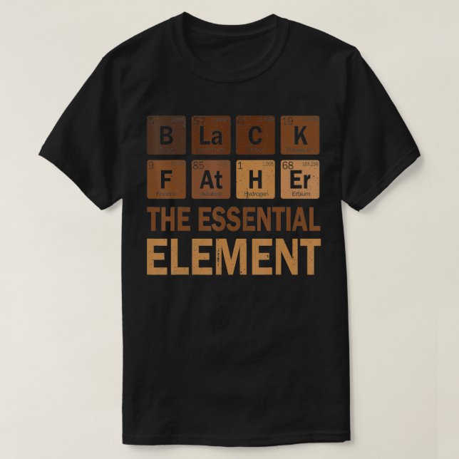 Camiseta Pai Negro Dia de os pais De Elemento Essencial Par (Frente do Design)
