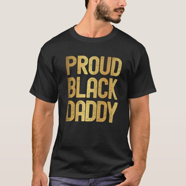 Camiseta Pai negro Dia de os pais Pai preto orgulhoso (Frente)