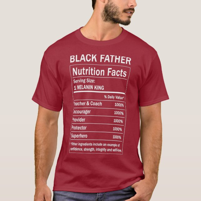 Camiseta Pai Negro Nutrição Fato Engraçado Melanin King (Frente)