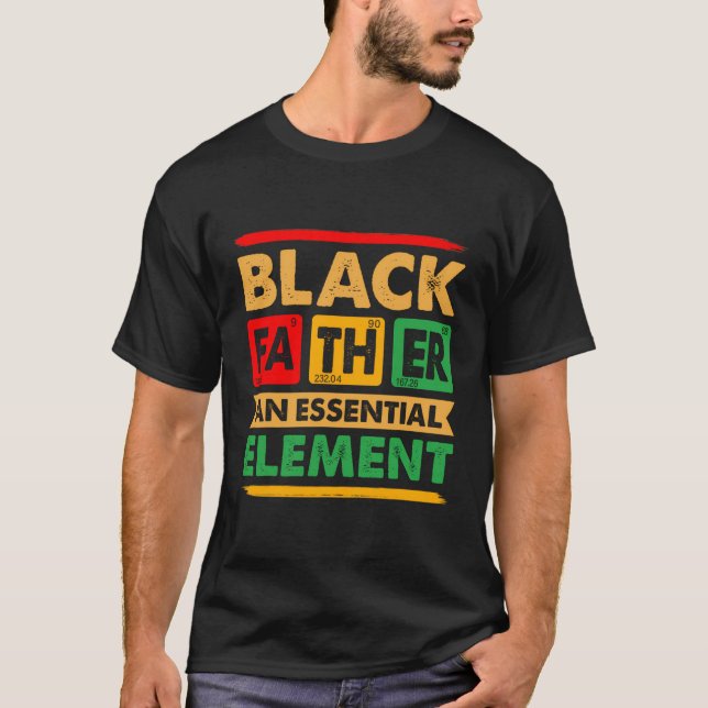 Camiseta Pai Negro O Dia de os pais De Elemento Essencial B (Frente)