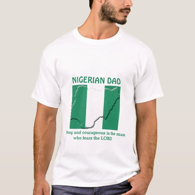 Camiseta Pai NIGERIANO Forte, Corajoso Personalizado (Frente)