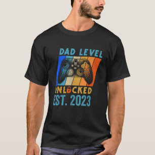 Camiseta Pai Nível de Vídeo Gamer Desbloqueado Est 2023