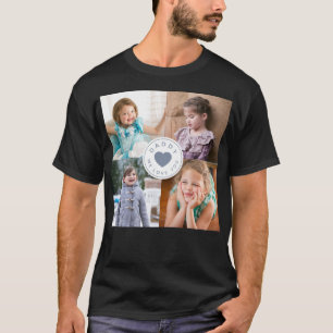 Camiseta Pai Nós Te Amamos Coração Azul Crianças 4 Colagem