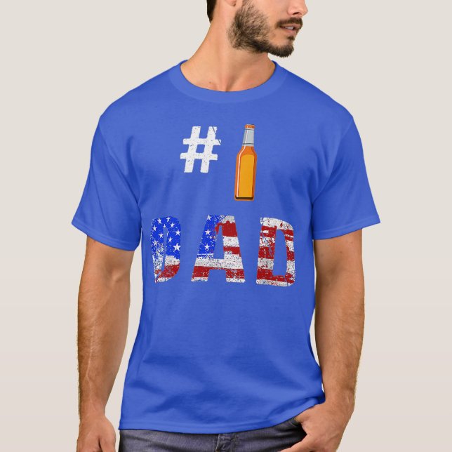 Camiseta Pai Número Um Dia de os pais Bandeira Americana (Frente)