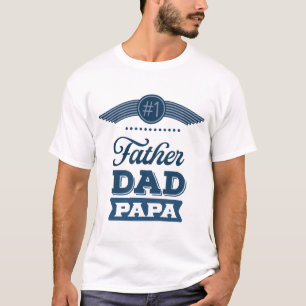 Camiseta Pai Número Um Tipografia Azul