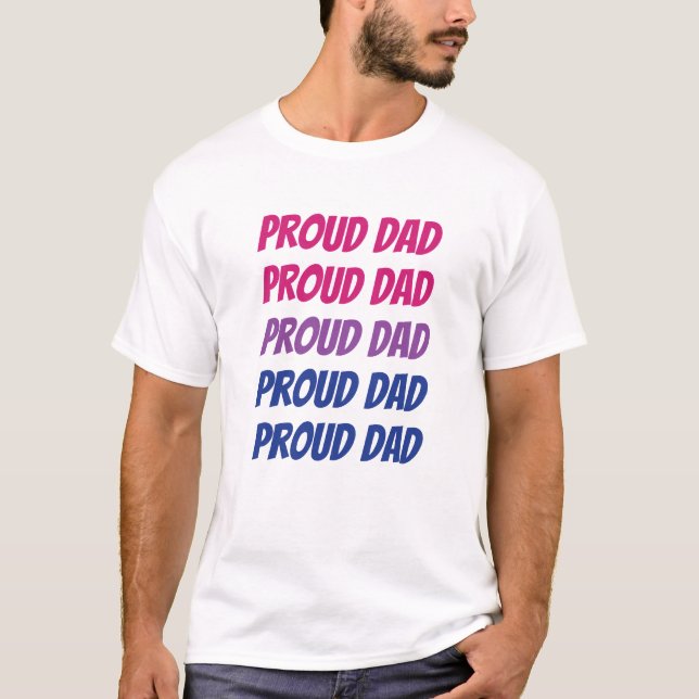 Camiseta Pai Orgulho Bissexual LGBTQ Repetitivo (Frente)