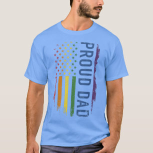 Camiseta Pai Orgulhoso Com A Bandeira Do Arco-Íris Dos Eua