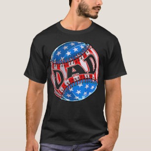 Camiseta Pai Orgulhoso de Beisebol Bandeira Americana Beise
