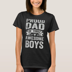 Camiseta Pai Orgulhoso de Três Meninos Incríveis Dia de os