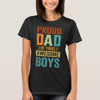 Camiseta Pai Orgulhoso de Três Meninos Incríveis Dia de os 