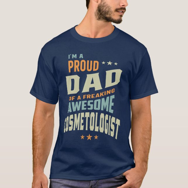 Camiseta Pai Orgulhoso de um Cosmetólogo Incrível (Frente)