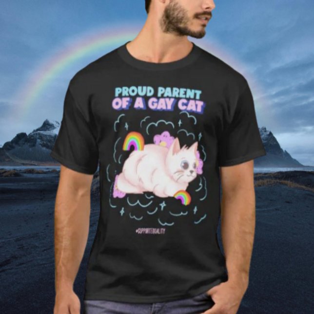 Camiseta Pai Orgulhoso De Um Gato Gay (Criador carregado)