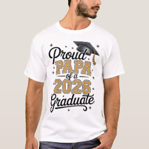Camiseta Pai Orgulhoso De Um Graduado Em 2026 Dourado Gradu