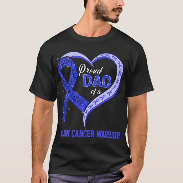 Camiseta Pai Orgulhoso De Um Guerreiro Cancer Colônico (Frente)