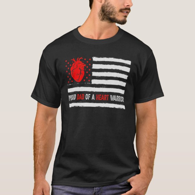 Camiseta Pai Orgulhoso De Um Guerreiro Cardíaco Sensibiliza (Frente)