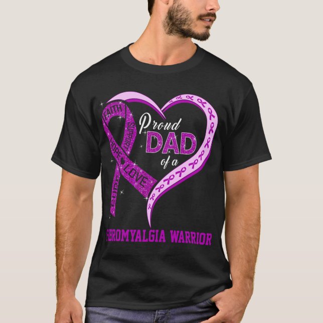 Camiseta Pai Orgulhoso De Um Guerreiro De Fibromialgia (Frente)