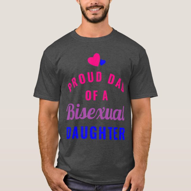 Camiseta Pai orgulhoso de um Orgulho LGBT da Filha Bissexua (Frente)