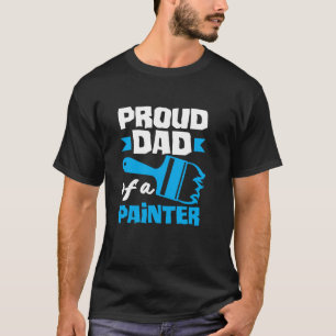 Camiseta Pai Orgulhoso de um Pincel de Pintor Azul Arte