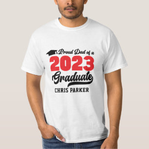 Camiseta Pai orgulhoso de um script vermelho-preto de Forma