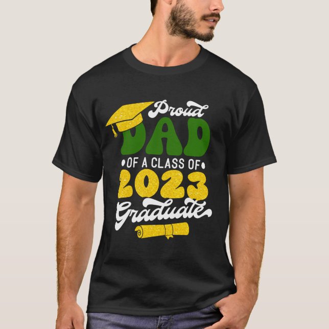 Camiseta Pai orgulhoso de uma classe de brilho Dourado do F (Frente)