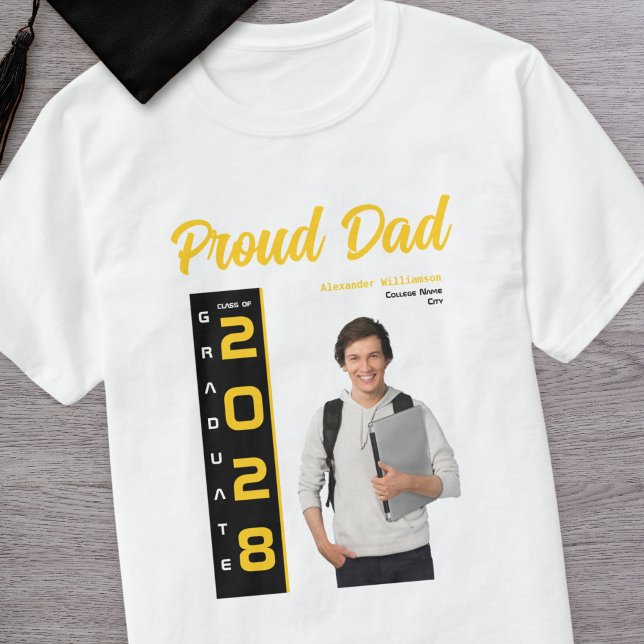 Camiseta Pai Ortoputo de Foto de Graduação Preta Dourada Mo (Criador carregado)