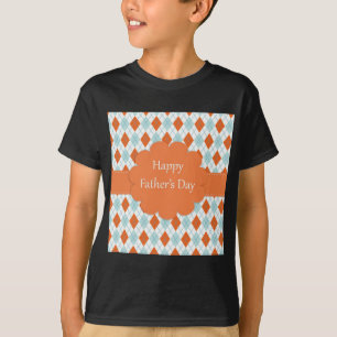 Camiseta Pai Padrão Laranja Argyle Elegante