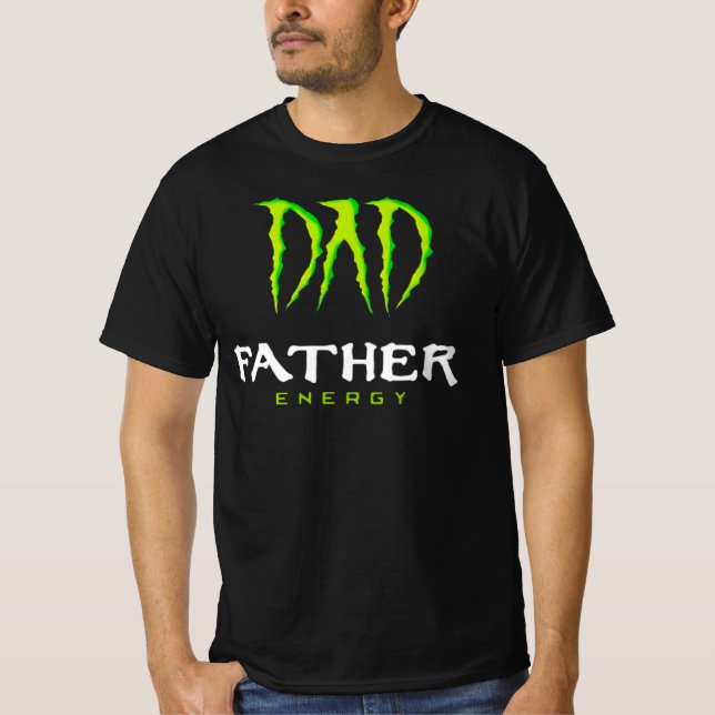 Camiseta Pai Padre Energy Monster Feliz Tshir Do Dia Do Pai (Frente)