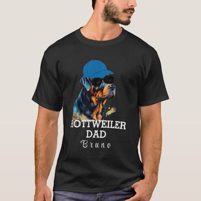 Camiseta Pai pai de cão Rottweiler Personalizado (Frente)