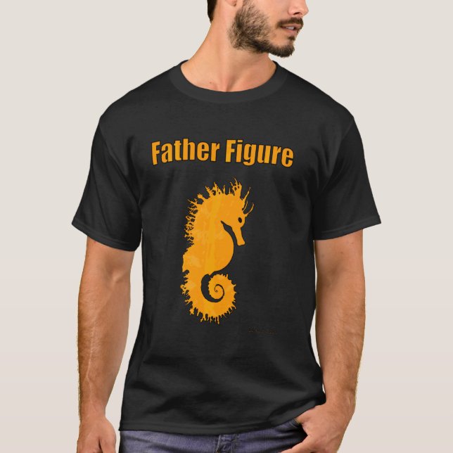 Camiseta Pai Pai Homem Cavalo-marinho Figura Marinha Oce (Frente)