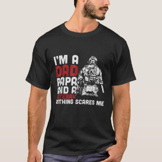 Camiseta Pai Papá E Um Veterano Nada Me Assusta Pais D