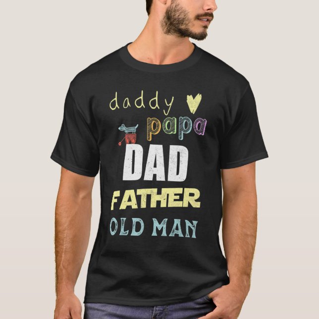 Camiseta Pai Papá Pai Pai Pai Velho Paternidade Papéis Gord (Frente)