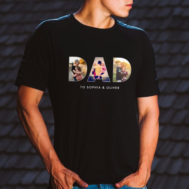 Camiseta Pai para Crianças Nomes e Fotos Moderno (Criador carregado)