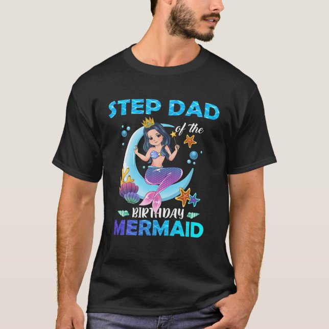 Camiseta Pai Passo Da Família De Sereias De Aniversário (Frente)