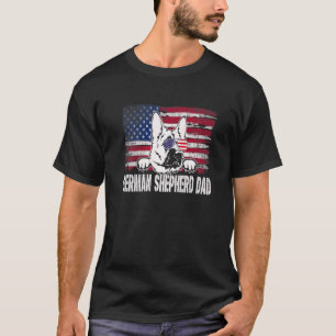 Camiseta Pai Pastor Alemão Angustiado Bandeira Dos EUA Dia