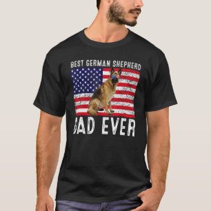 Camiseta Pai Pastor Alemão EUA Bandeira Americana Cachorro
