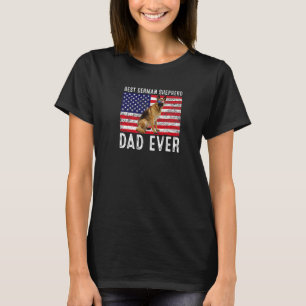 Camiseta Pai Pastor Alemão EUA Bandeira Americana Cachorro