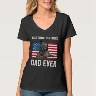 Camiseta Pai Pastor Holandês Bandeira Americana Cachorro Do
