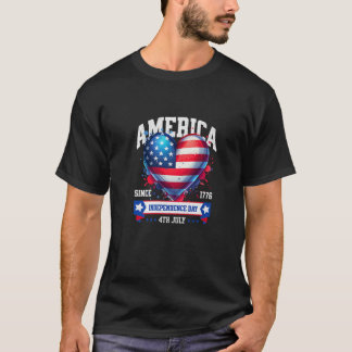 Camiseta Pai Patriótico da Liberdade Mãe 4 de julho Hea Ame