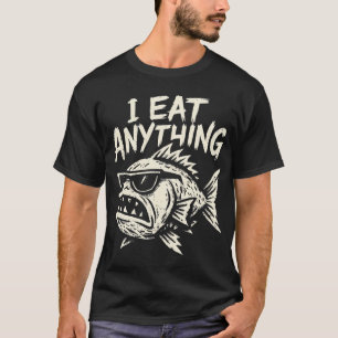Camiseta Pai Peixe Teimoso Engraçado Eu Como Qualquer Coisa