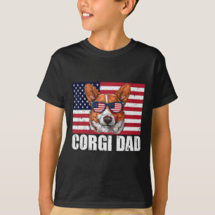 Camiseta Pai Pembroke Welsh Corgi U Flag Dog 4th Of