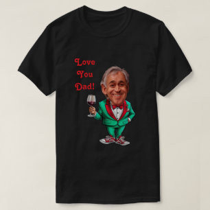 Camiseta Pai personalizado e caricaturas em vermelho e verd
