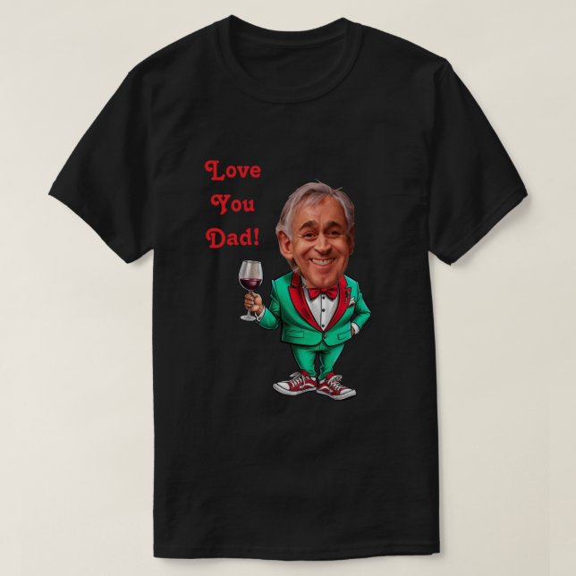 Camiseta Pai personalizado e caricaturas em vermelho e verd (Frente do Design)