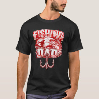 Camiseta Pai Pescador de Robalo Gancho de Peixe Engraçado