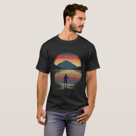 Camiseta Pai Pescador Vintage Pôr do Sol Retro Pescador Pai