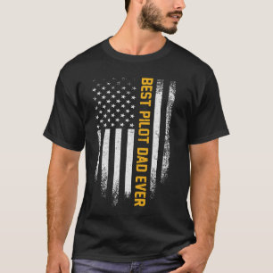 Camiseta Pai-Piloto Vintage EUA Flag Best Airplane